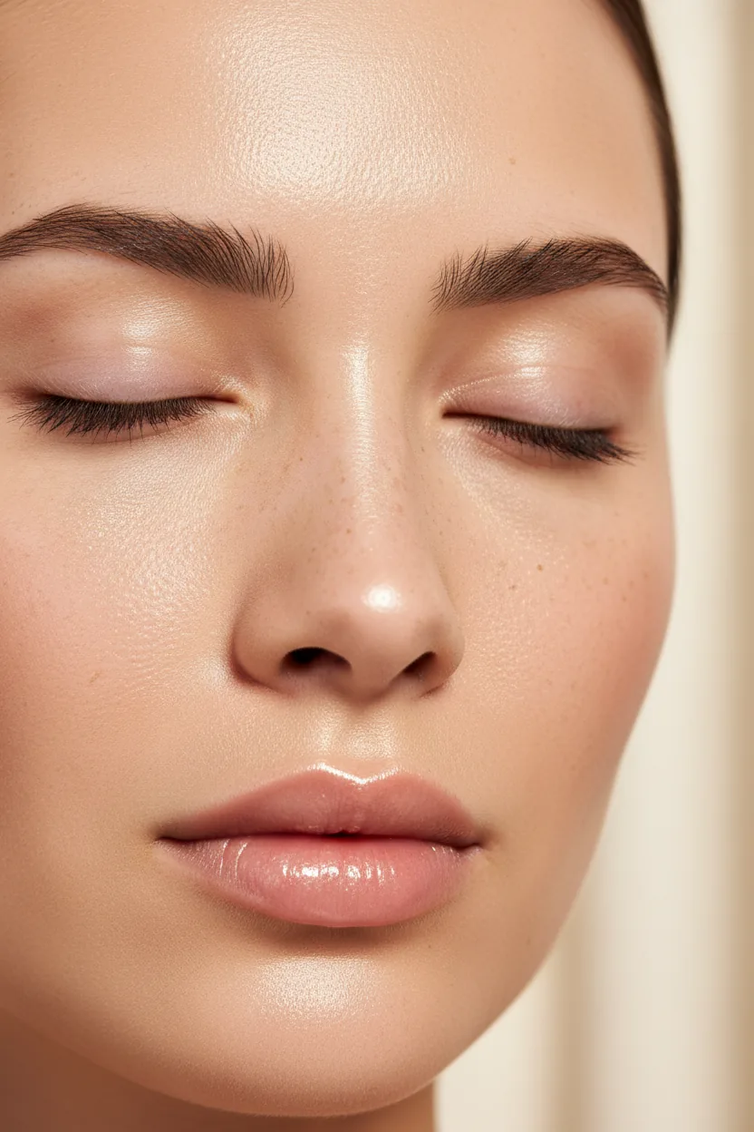 Close-up of radiant, healthy-looking skin